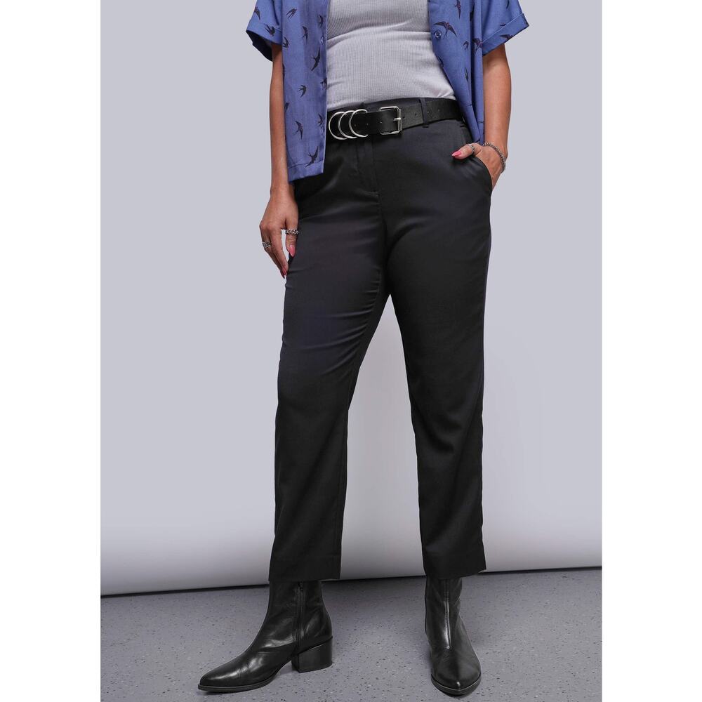 Wildfang Womens Empower Slim Crop Pants Stretch Suit Trousers in Black Size 4